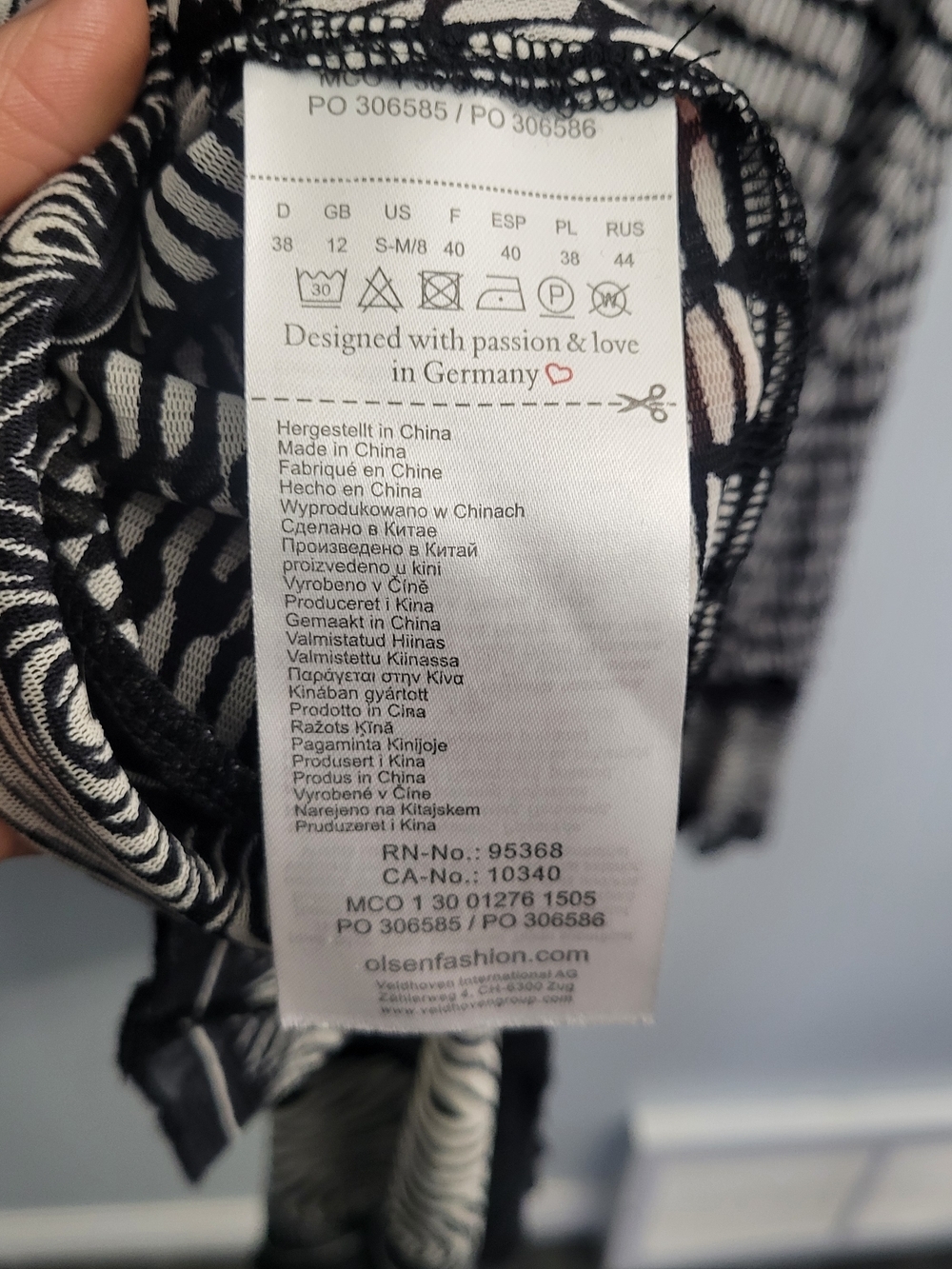 OLSEN Europe Sleeveless V-Neck Black & White Patterned Midi  Dress Sz S/M US 8 - Picture 7 of 10